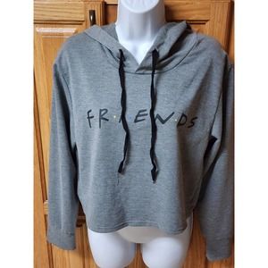 Friends Women's Long Sleeve Gray Hooded Crop Top. Size Small